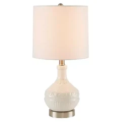 Kirklands Home Ceramic Embossed Table Lamp White