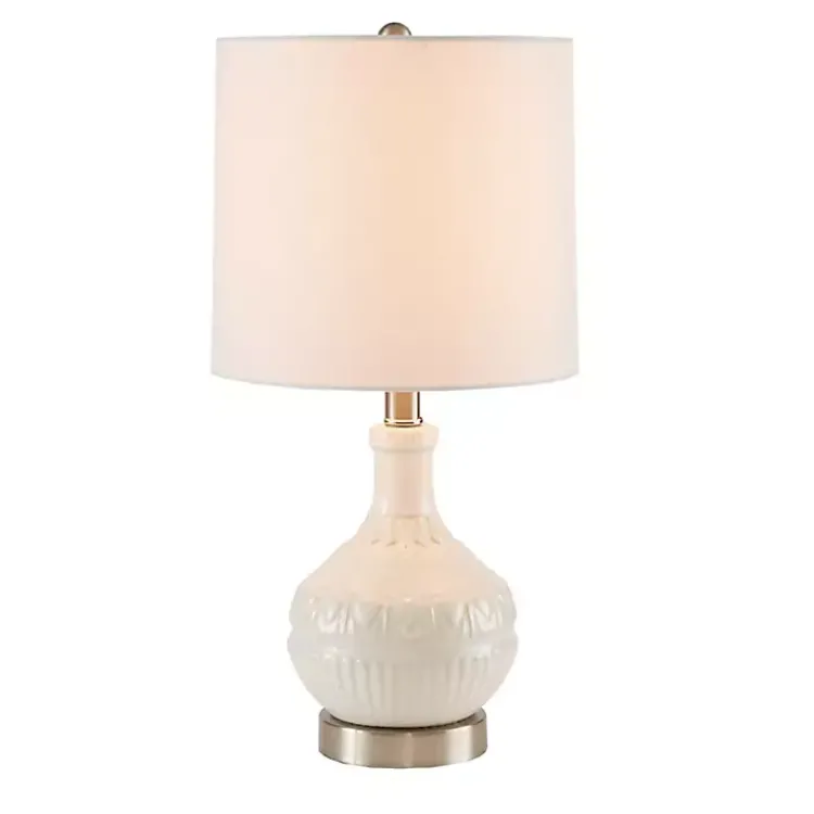 Kirklands Home Ceramic Embossed Table Lamp White