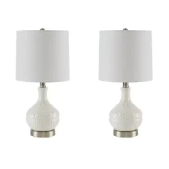 Kirklands Home Ceramic Embossed Table Lamp White