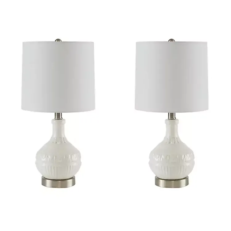 Kirklands Home Ceramic Embossed Table Lamp White