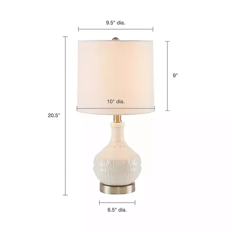 Kirklands Home Ceramic Embossed Table Lamp White