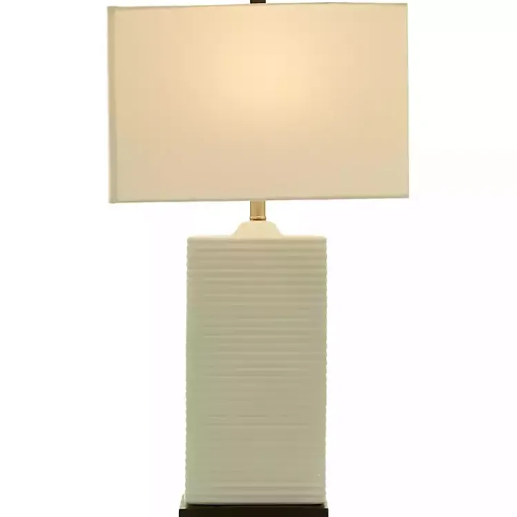 Kirklands Home Ceramic Fluted Rectangular Table Lamp White Discount