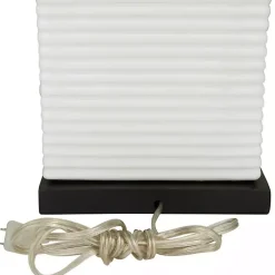 Kirklands Home Ceramic Fluted Rectangular Table Lamp White Discount