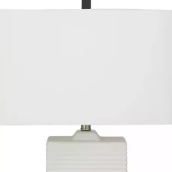 Kirklands Home Ceramic Fluted Rectangular Table Lamp White Discount