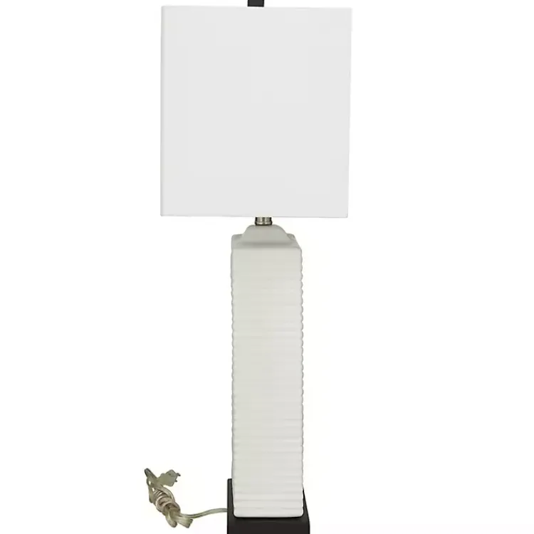 Kirklands Home Ceramic Fluted Rectangular Table Lamp White Discount