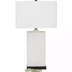 Kirklands Home Ceramic Fluted Rectangular Table Lamp White Discount