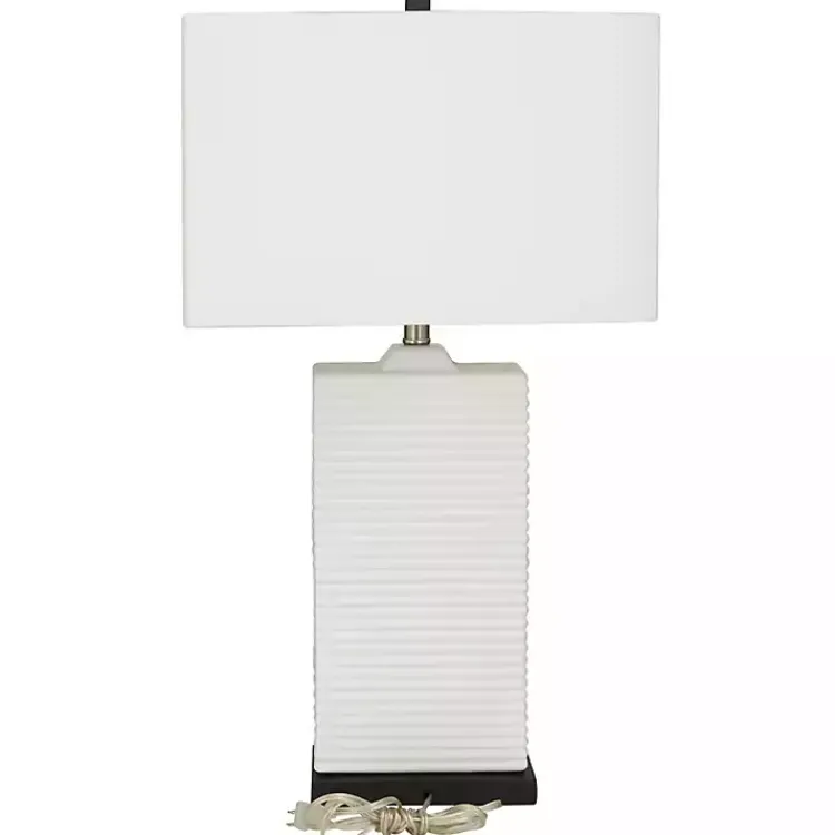 Kirklands Home Ceramic Fluted Rectangular Table Lamp White Discount