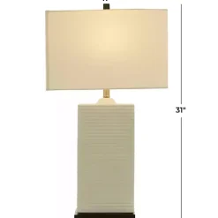Kirklands Home Ceramic Fluted Rectangular Table Lamp White Discount