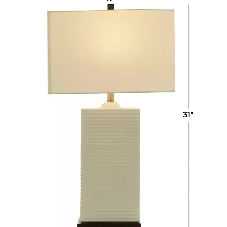 Kirklands Home Ceramic Fluted Rectangular Table Lamp White Discount