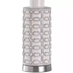Kirklands Home White Ceramic Geometric Table Lamp with Shade Blue Online