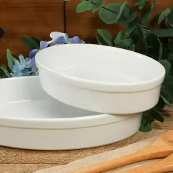 Kirklands Home Ceramic Oval Bakers, Set of 2 White Best
