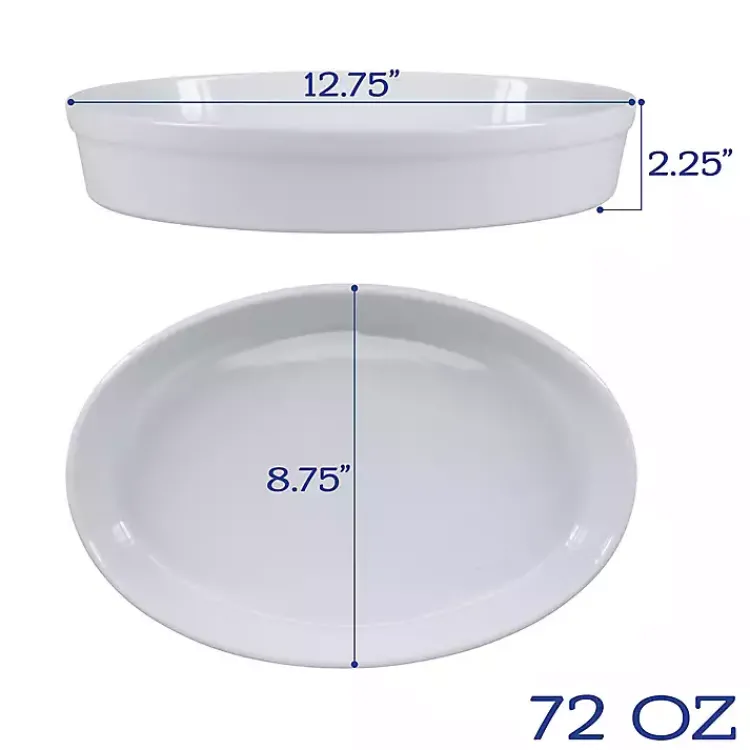 Kirklands Home Ceramic Oval Bakers, Set of 2 White Best