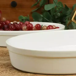 Kirklands Home Ceramic Oval Bakers, Set of 2 White Best