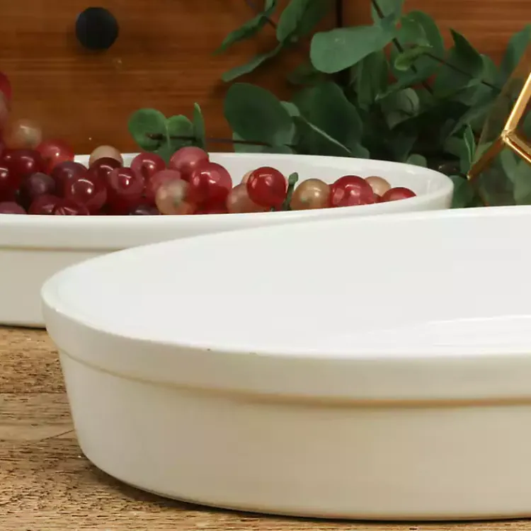 Kirklands Home Ceramic Oval Bakers, Set of 2 White Best