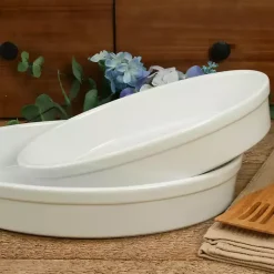 Kirklands Home Ceramic Oval Bakers, Set of 2 White Best