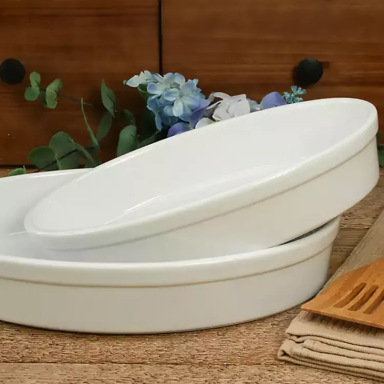 Kirklands Home Ceramic Oval Bakers, Set of 2 White Best