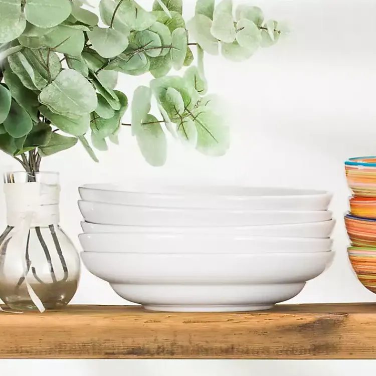 Kirklands Home Ceramic Pasta Bowls, Set of 4 White Discount