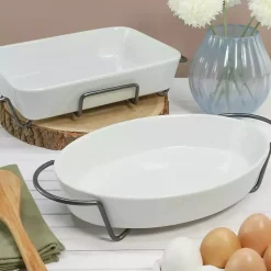 Kirklands Home Ceramic 2-pc. Baker Set with Racks White Online