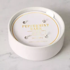 Candles>Kirklands Home Ceramic Peppermint Bark 4-Wick Jar Candle White