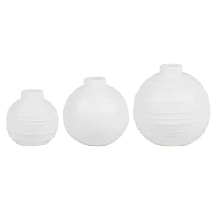 Vases>Kirklands Home Ceramic Round Textured Mini Vases, Set of 3 White