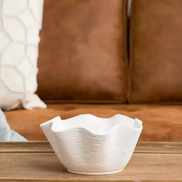 Decorative Bowls & Jars>Kirklands Home Ceramic Ruffle Bowl White