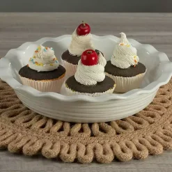 Kirklands Home Ceramic Scalloped Pie Dish White Best