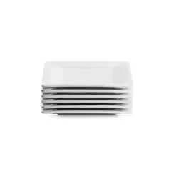 Kirklands Home Ceramic Square Appetizer Plates, Set of 6 White New