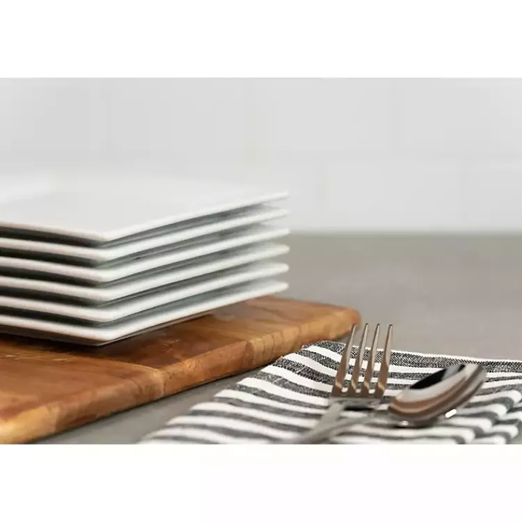 Kirklands Home Ceramic Square Appetizer Plates, Set of 6 White New