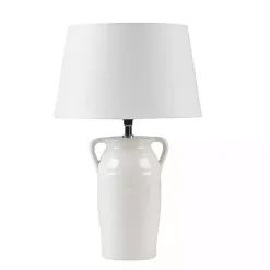 Kirklands Home Ceramic Table Lamp with Handles White Outlet