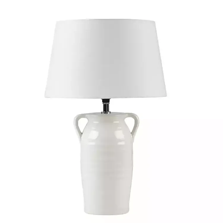 Kirklands Home Ceramic Table Lamp with Handles White Outlet