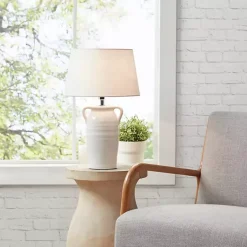Kirklands Home Ceramic Table Lamp with Handles White Outlet