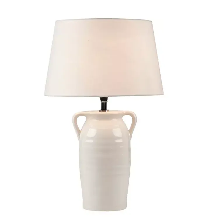 Kirklands Home Ceramic Table Lamp with Handles White Outlet