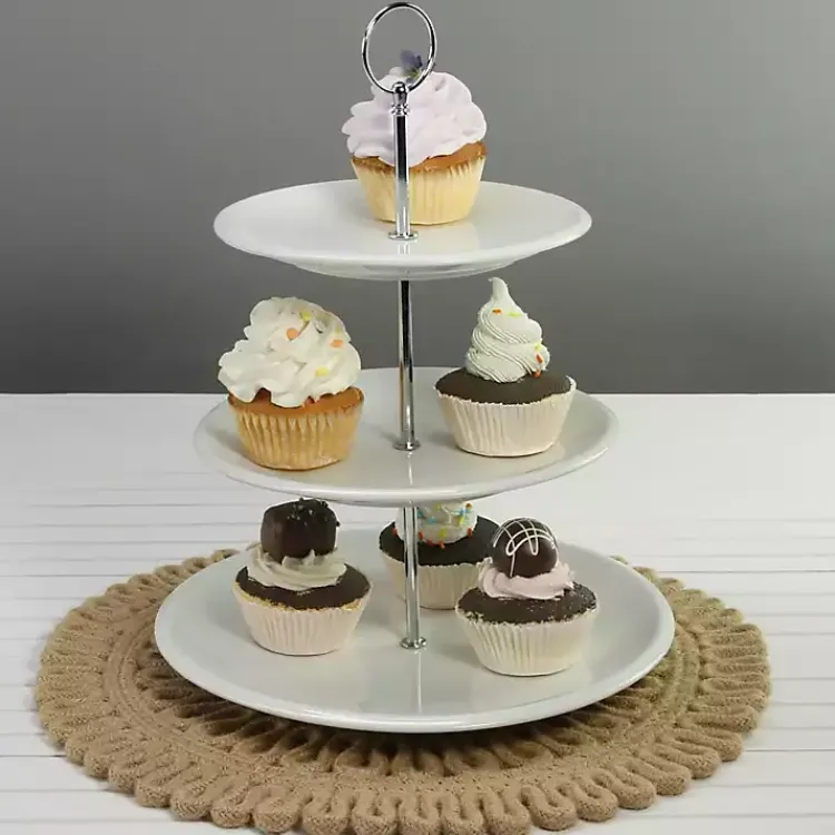 Kirklands Home Ceramic 3-Tier Serving Stand White Online