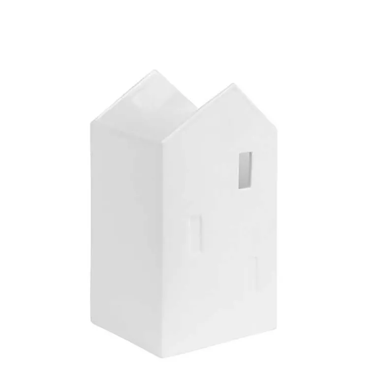Vases>Kirklands Home Ceramic Village House Vase, 7 in. White