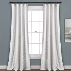 Kirklands Home Chenille Chevron Curtain Panel Set, 84 in. White Clearance