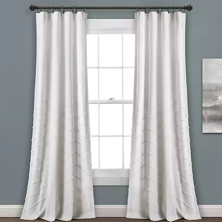 Kirklands Home Chenille Chevron Curtain Panel Set, 84 in. White Clearance