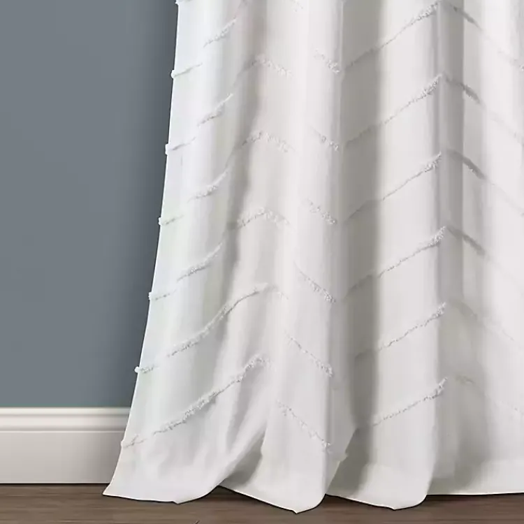 Kirklands Home Chenille Chevron Curtain Panel Set, 84 in. White Clearance