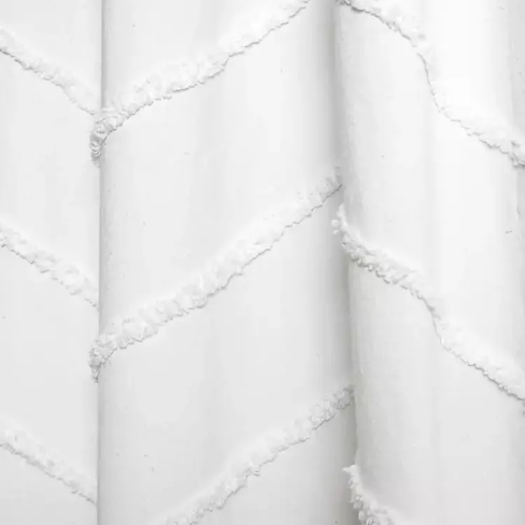 Kirklands Home Chenille Chevron Curtain Panel Set, 84 in. White Clearance