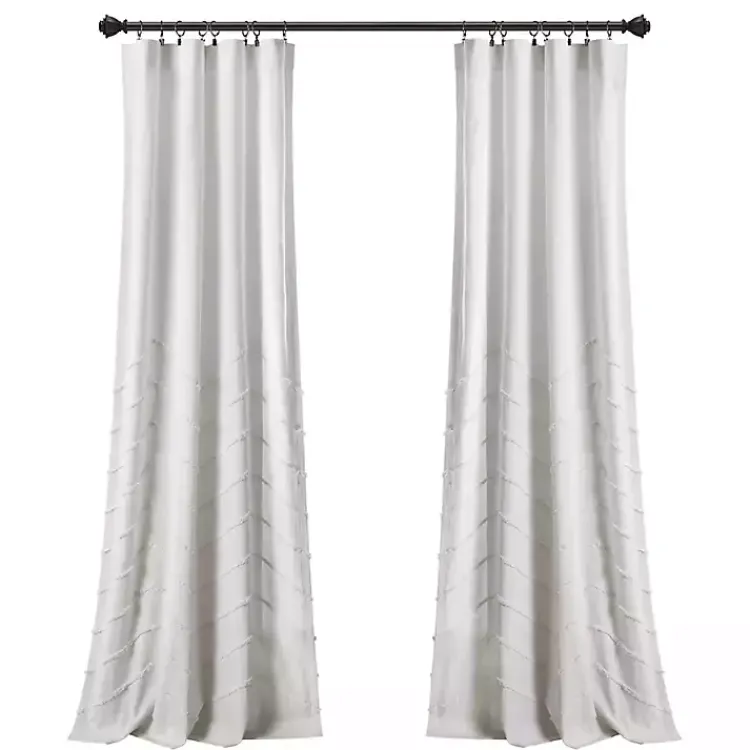 Kirklands Home Chenille Chevron Curtain Panel Set, 84 in. White Clearance