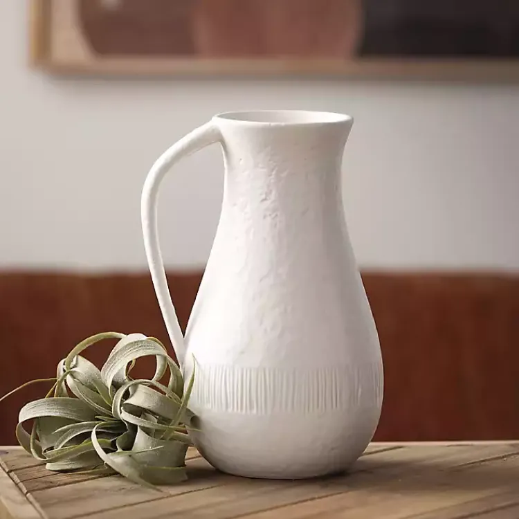 Vases>Kirklands Home Chiffon Stone Pitcher Vase White