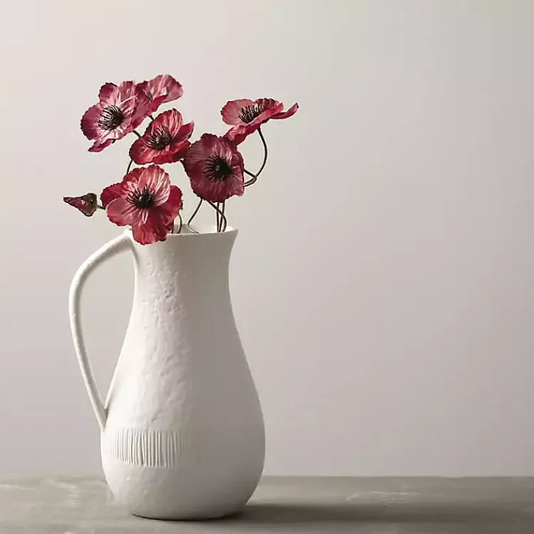 Vases>Kirklands Home Chiffon Stone Pitcher Vase White