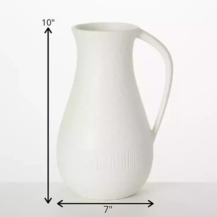 Vases>Kirklands Home Chiffon Stone Pitcher Vase White