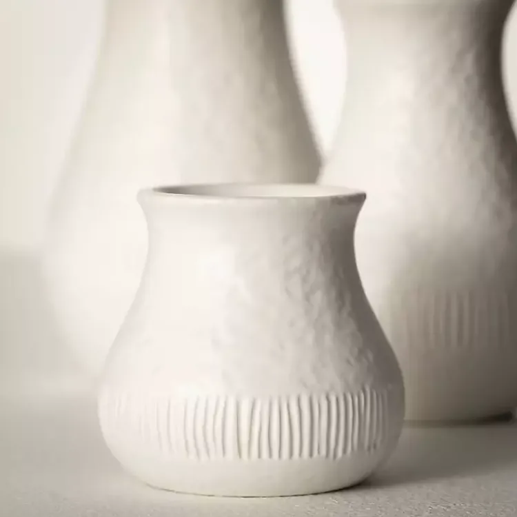 Vases>Kirklands Home Chiffon Stone Vases, Set of 3 White