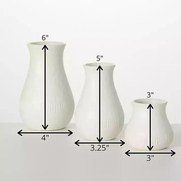 Vases>Kirklands Home Chiffon Stone Vases, Set of 3 White
