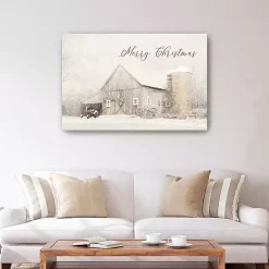 Christmas Art & Wall Decor>Kirklands Home White Christmas Barn Canvas Wall Art