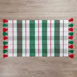 Christmas Decorations>Kirklands Home White Christmas Plaid Scatter Rug