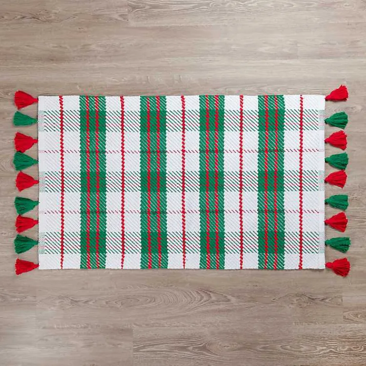 Christmas Decorations>Kirklands Home White Christmas Plaid Scatter Rug