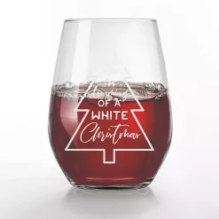 Christmas Dining & Entertaining>Kirklands Home White Christmas Stemless Wine Glasses, Set of 2 Clear