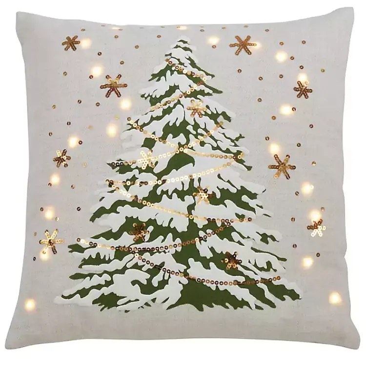 Pillows>Kirklands Home White Christmas Tree LED Square Pillow