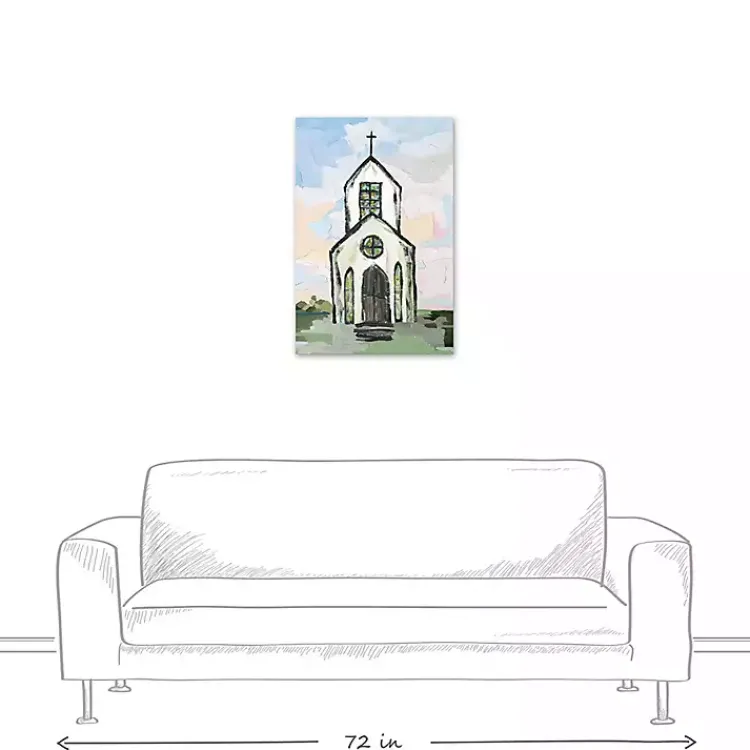 Easter Decorations>Kirklands Home White Church Painterly Canvas Wall Art
